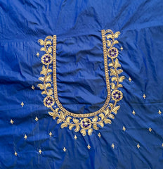 NR1296B -Blue Colour Computer Maggam Work Blouse