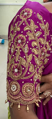 NR1296MP -Magenta Pink Colour Computer Maggam Work Blouse