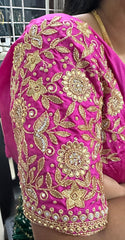 NR1249P- Pink Colour Computer Maggam Work Blouse