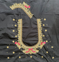 NR1059BL- Black Colour Computer Maggam Work Blouse