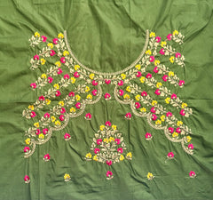 NR484MG - Mahendi Green Colour Computer Multi Work Blouse
