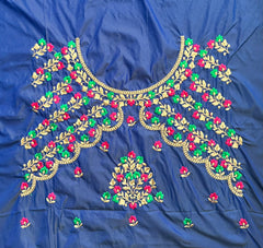 NR484B - Blue Colour Computer Multi Colour Work Blouse