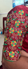 NR495MR -Maroon Colour Computer Multi Work Blouse