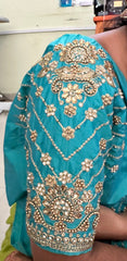 NR859SG -Sea Green Colour Computer Maggam Work Blouse