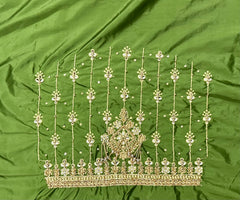 NR1050MG- Mahendi Green Colour Computer Maggam Work Blouse ( Boat Neck Design Back Open)