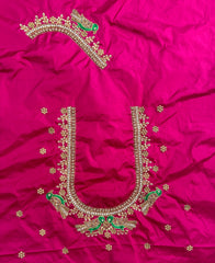 NR1059P-  Pink Colour Computer Maggam Work Blouse