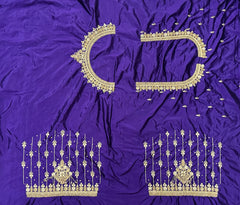NR1050V- Violet Colour Computer Maggam Work Blouse ( Boat Neck Design Back Open)