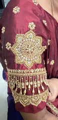 NR951DM -Dark Maroon Colour Computer Maggam Work Blouse
