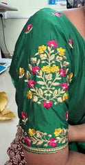 NR484G -Green Colour Computer Multi Work Blouse