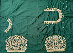 NR1320BG -Bottle Green Colour Computer Maggam Work Blouse