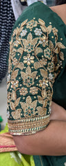 NR1320BG -Bottle Green Colour Computer Maggam Work Blouse
