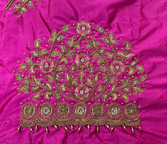 NR1296P -Pink Colour Computer Maggam Work Blouse