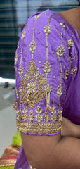NR1050LV- Lavender Colour Computer Maggam Work Blouse ( Boat Neck Design Back Open)