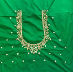 NR897G -Green Colour Computer Maggam Work Blouse