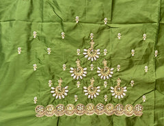 NR849MG- Mahendi  Green Colour Computer Maggam Work Blouse
