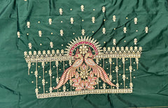 NR995BG -Bottle Green Colour Computer Maggam Work Blouse
