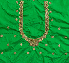 NR951PG -Parrot Green Colour Computer Maggam Work Blouse