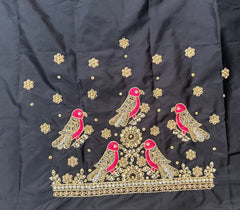 NR1059BL- Black Colour Computer Maggam Work Blouse