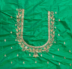 NR1320G - Green Colour Computer Maggam Work Blouse