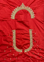 NR1050R-  Red Colour Computer Maggam Work Blouse ( Boat Neck Design Back Open)