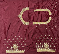 NR1050DM- Dark Maroon Colour Computer Maggam Work Blouse ( Boat Neck Design Back Open)
