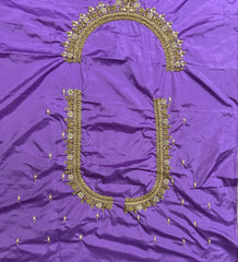 NR1050LV- Lavender Colour Computer Maggam Work Blouse ( Boat Neck Design Back Open)