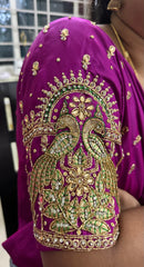 NR995MP -Mazenta Pink Colour Computer Maggam Work Blouse