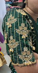 NR990BG - Bottle Green Colour Computer Maggam Work Blouse