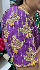NR990PR- Purple Colour Computer Maggam Work Blouse
