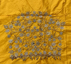 NR1299Y  Yellow Colour Computer Maggam Work Blouse