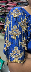 NR990B - Blue Colour Computer Maggam Work Blouse