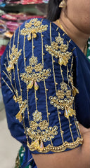 NR990NB - Navy Blue  Colour Computer Maggam Work Blouse