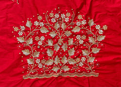 NR1298R - Red Computer Maggam Work Blouse