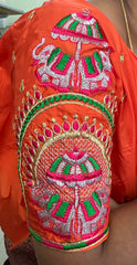 NR482OR - Orange Colour Computer Multi Work Blouse