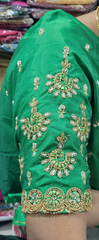 NR849G- Green Colour Computer Maggam Work Blouse