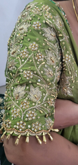 NR1299MG  Mahendi Green  Colour Computer Maggam Work Blouse