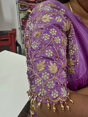 NR1299L -Lavender Colour Computer Maggam Work Blouse
