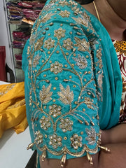 NR1299SG - Sea Green Colour Computer Maggam Work Blouse