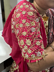 NR1299TP  Tomoto pInk Colour Computer Maggam Work Blouse
