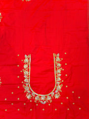 NR399MR - Mirchi Red Colour Computer Work Blouse