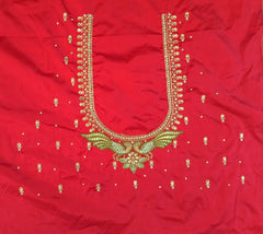 NR995R -Red Colour Computer Maggam Work Blouse