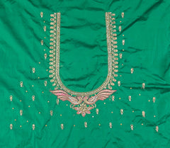 NR995G -Green Colour Computer Maggam Work Blouse