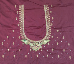 NR995DM -Dark Maroon Colour Computer Maggam Work Blouse