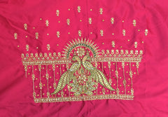 NR995TP -Tomato Pink Colour Computer Maggam Work Blouse