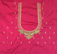 NR995TP -Tomato Pink Colour Computer Maggam Work Blouse