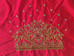 NR897MR -Mirchi Red Colour Computer Maggam Work Blouse
