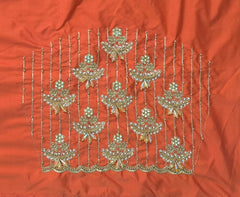 NR990OR - Orange  Colour Computer Maggam Work Blouse