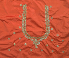 NR990OR - Orange  Colour Computer Maggam Work Blouse