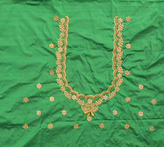 NR990G - Green Colour Computer Maggam Work Blouse