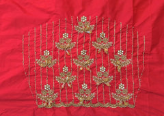 NR990MR - Mirch Red Colour Computer Maggam Work Blouse